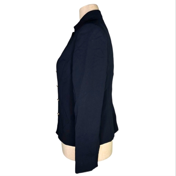 Tahari Arthur S. Levine Black Blazer 10P Gold Crest Buttons Hook Eye Closure - Picture 7 of 8